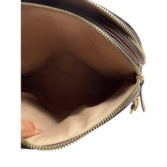 Nanette Lepore Brown Patterned Crossbody Bag Adjustable Strap Gold Hardware - Picture 10 of 10